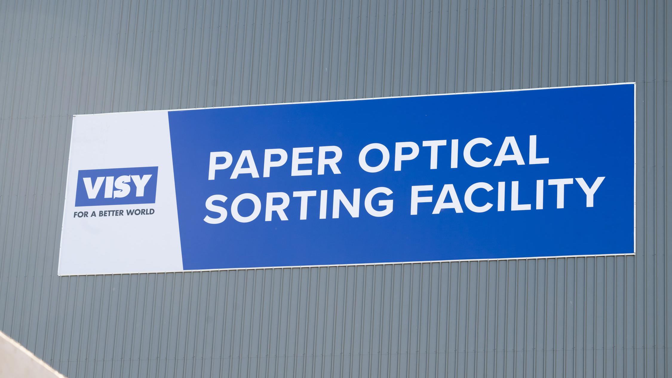 Paper optical sorting facility sign outside of site